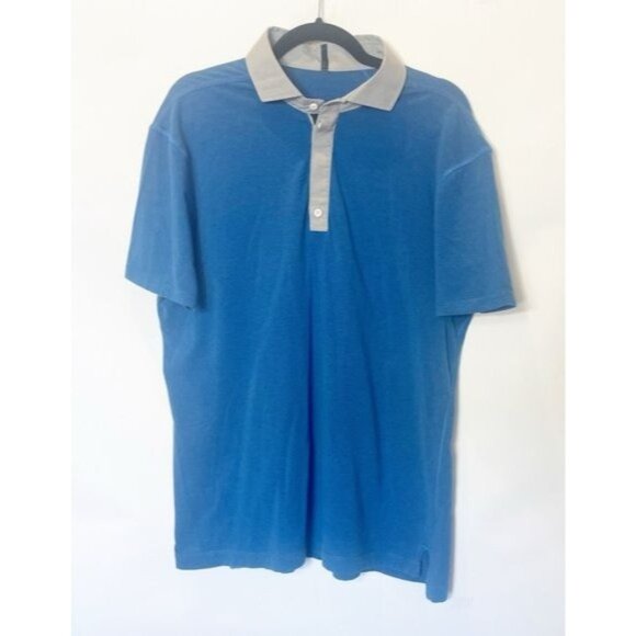 Lululemon Assert Polo Blue/Gray Short Sleeve Collared Shirt Mens Size L - Picture 2 of 6